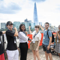 Law students with a view of London skyline