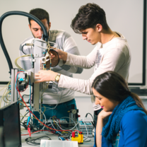 Engineering students during a practical workshop