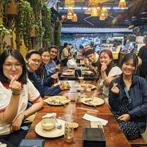 interns enjoying dinner