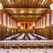 LMH Dining Hall laid out for a formal banquet