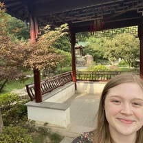 Teacher exploring a garden in Wuhan, China