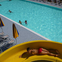 Child going down waterslide