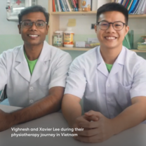 Vighnesh and Xavier Lee during their physiotherapy journey in Vietnam