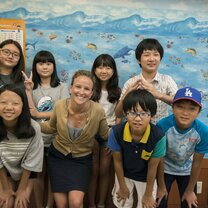 Teacher with students