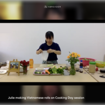Julie making Vietnamese rolls on Cooking Day Session