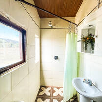 Bathroom we built with volunteers inside the Smurf House