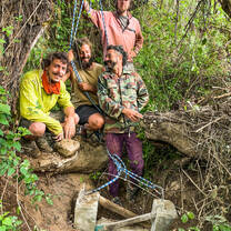 Volunteers upgrading the dam