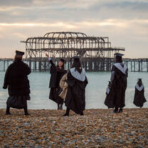 Graduating students at the West Pier