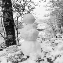 First snow person of the Year made by students during Wintering 2023 (6" tall)