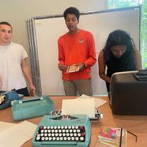 Baby blue typewriters from 1975! You don't have to write on one but we recommend