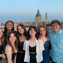 A group of students is posing for a photograph in Copenhagen