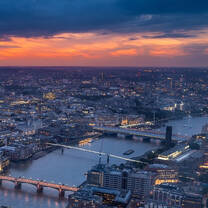 A view of London at sunset