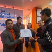 Certification after youth empowerment training at Tuki Global Education in Kathmandu