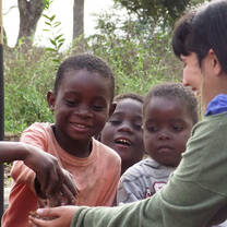 Lady with children
