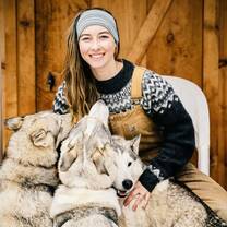 Janna Lee Cushing and Dogs by the cabin