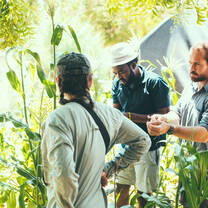 Arava students in the organic garden on campus.