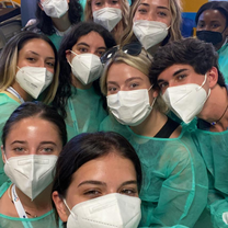 A group of students shadowing doctors and nurses in Genoa, Italy