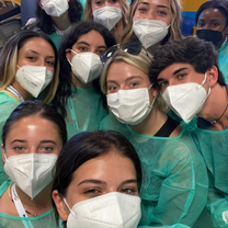 A group of students shadowing doctors and nurses in Genoa, Italy