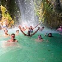 Students at waterfall