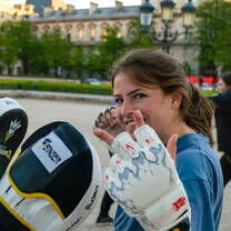 Morning martial arts workout fun in The Tuileries Gardens