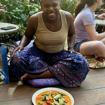 Student eating a meal