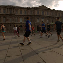 How about morning Ultimate Frisbee at La Louvre!