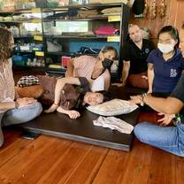 Group of students eating