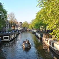 Boat on a canal in Amsterdam
