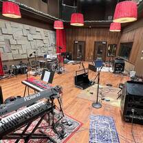 Setting up the band in Studio D