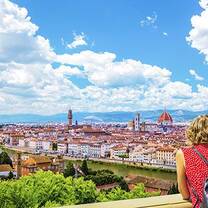 Woman overlooking skyline