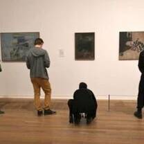 CEA CAPA students at museum looking at paintings