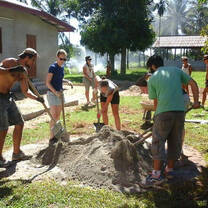 Volunteers digging