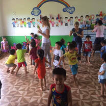 Kids dancing in classroom