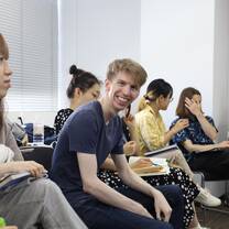Students enjoying conversation class