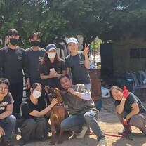 Group photo at animal shelter