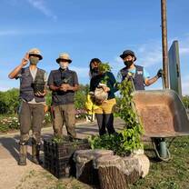 Group photo with plants