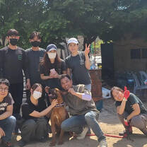 Group photo at animal shelter