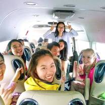 group of travelers in a bus 