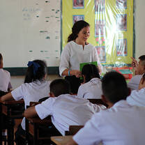 A teacher in her classroom in thailand
