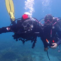 Interns during a scuba dive sampling