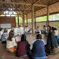 Volunteer and local team getting to know each other 