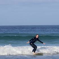 Working on improving surf skills.