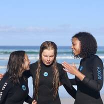 Volunteers enjoying a moment on the beach.