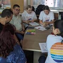 Students discussing in a group