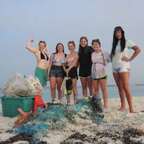 Group of girls standing on Maldives dhoani