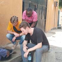 Volunteers were learning how to make briquettes using char