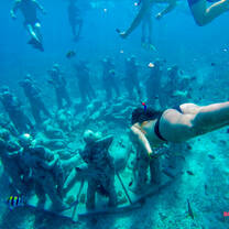 Backpacking Bali group members diving
