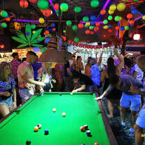 Backpacking Thailand group at a bar