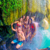 Backpacking Thailand Group at waterfall