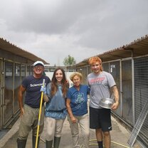 Volunteers at work in the shelter